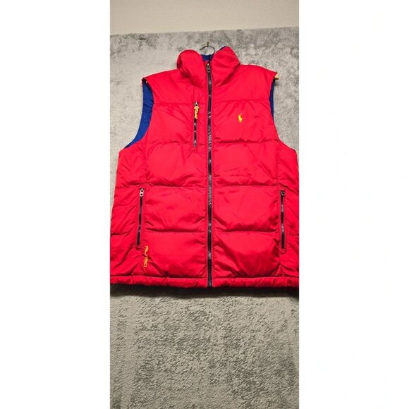 Polo Ralph Lauren RL/150 Goose Down Puffer Gilet Jacket Small Red Zip Pockets - Picture 1 of 16